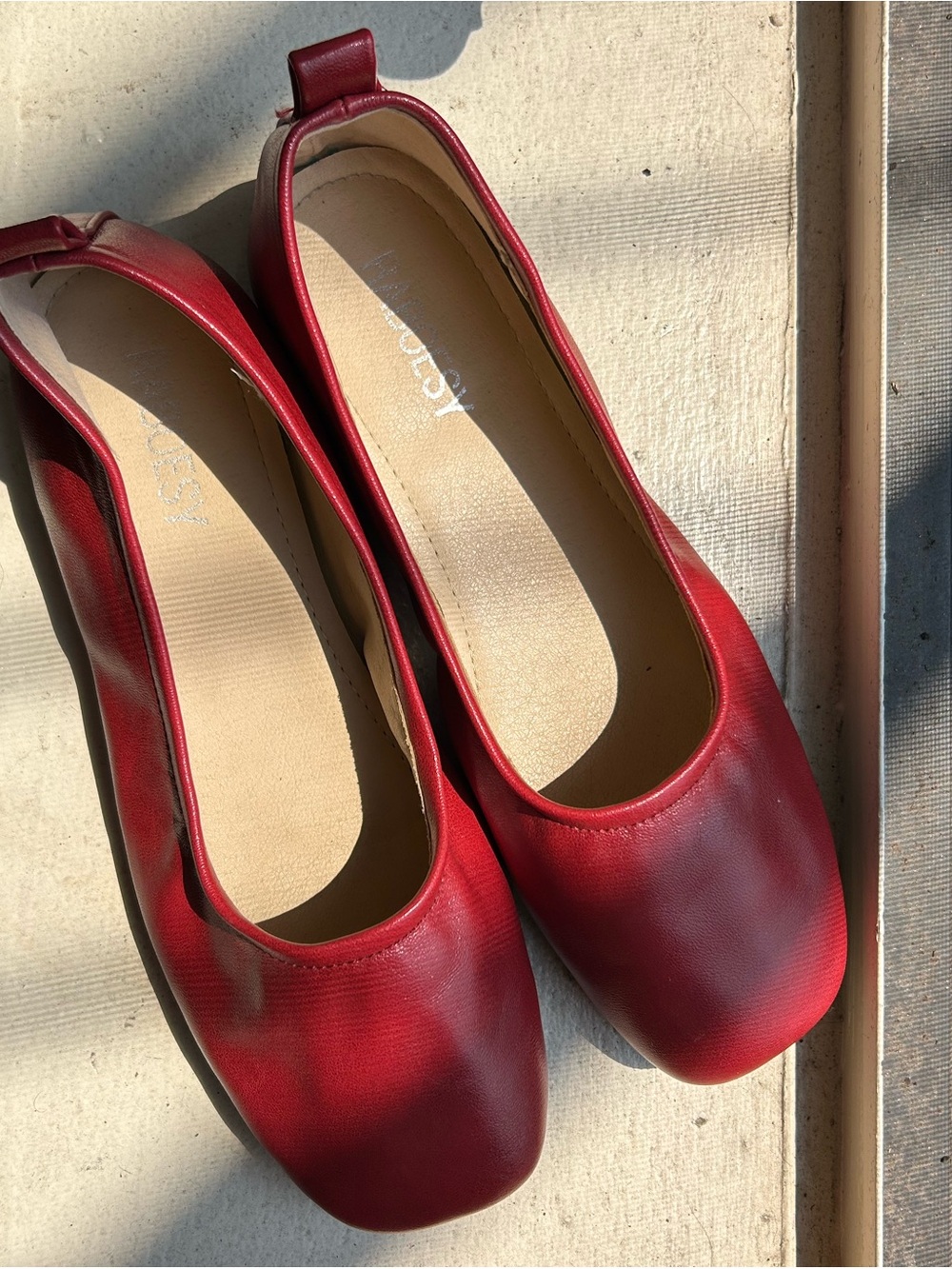 Women's Red Ballet Flats by Rabosey